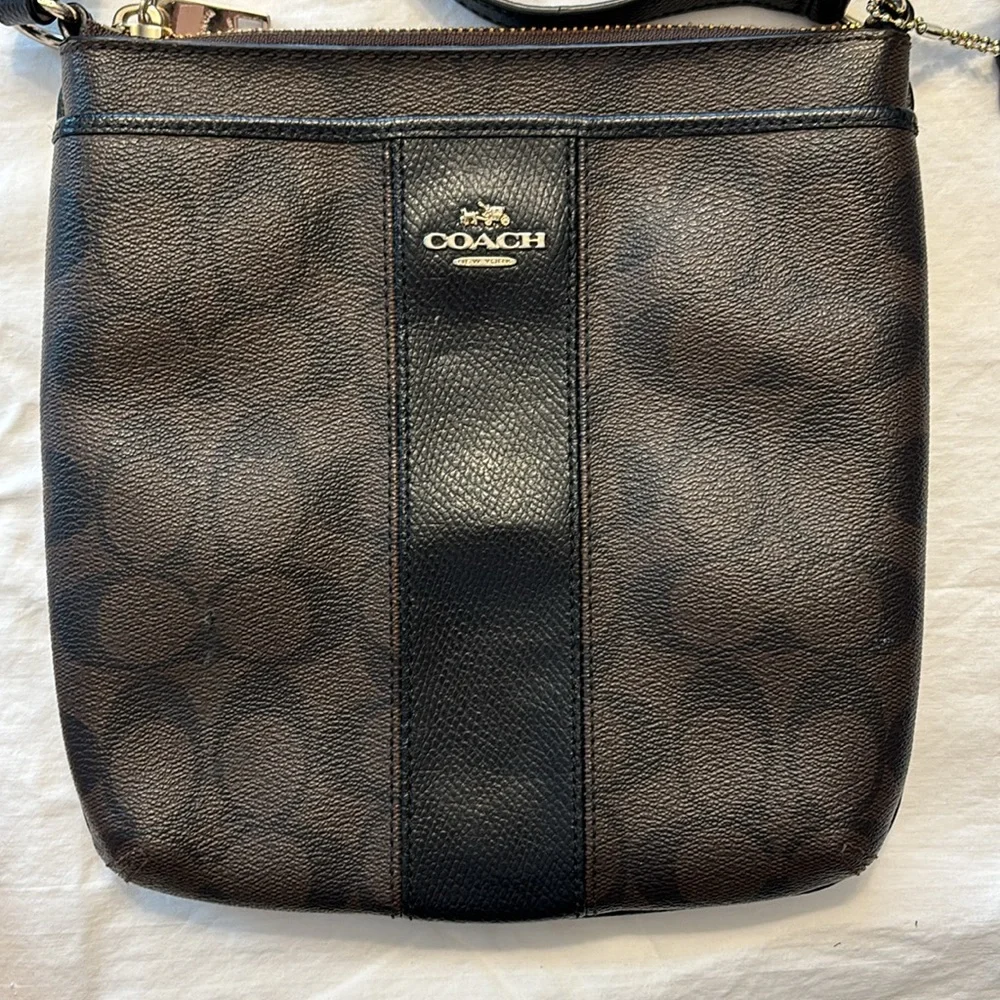 Brown and Black Coach Crossbody Bag with Adjustable Strap - Picture 2 of 10